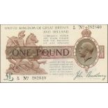 Treasury - £1 brown 1917 C79 282840 Bradbury aunc T16