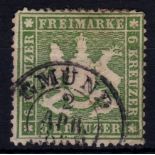Germany 1859-62 6k green perf 13 1/ SG 41 fine used Cat £150 +