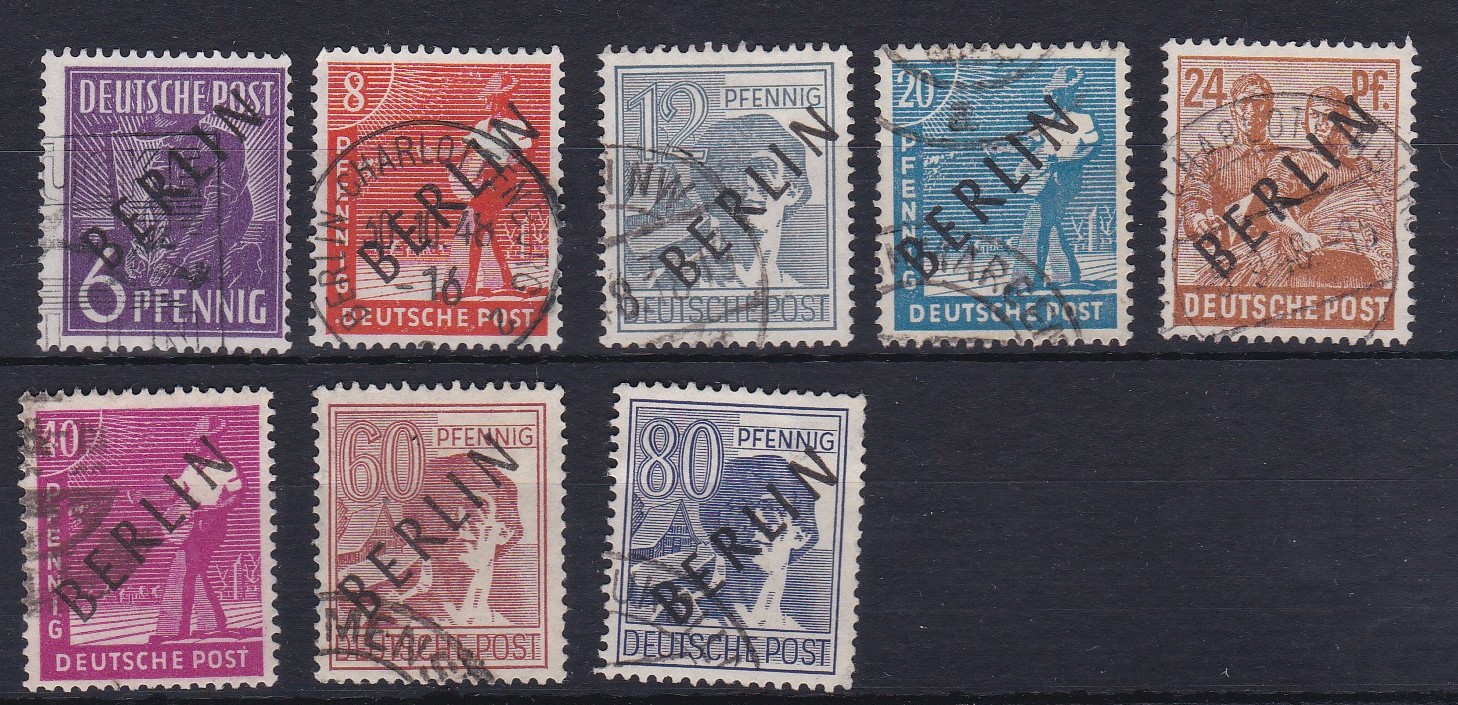 Germany Berlin 1948 Allied Occupation issues overprinted in black used selection Cat £68