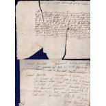 Norfolk - 1661 (5 + 13 Oct) & 1662 2 part letters, one with part of Norwich address, 1 letter in 3