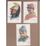 Military EM. Dupuis - Artist Character postcards (3)