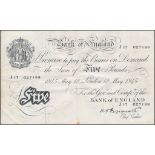 England - £5 White 1945 J17 027188 Peppiatt Fine++ B255