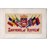 Souvenir of Rouen WWI Silk postcard, clean card.