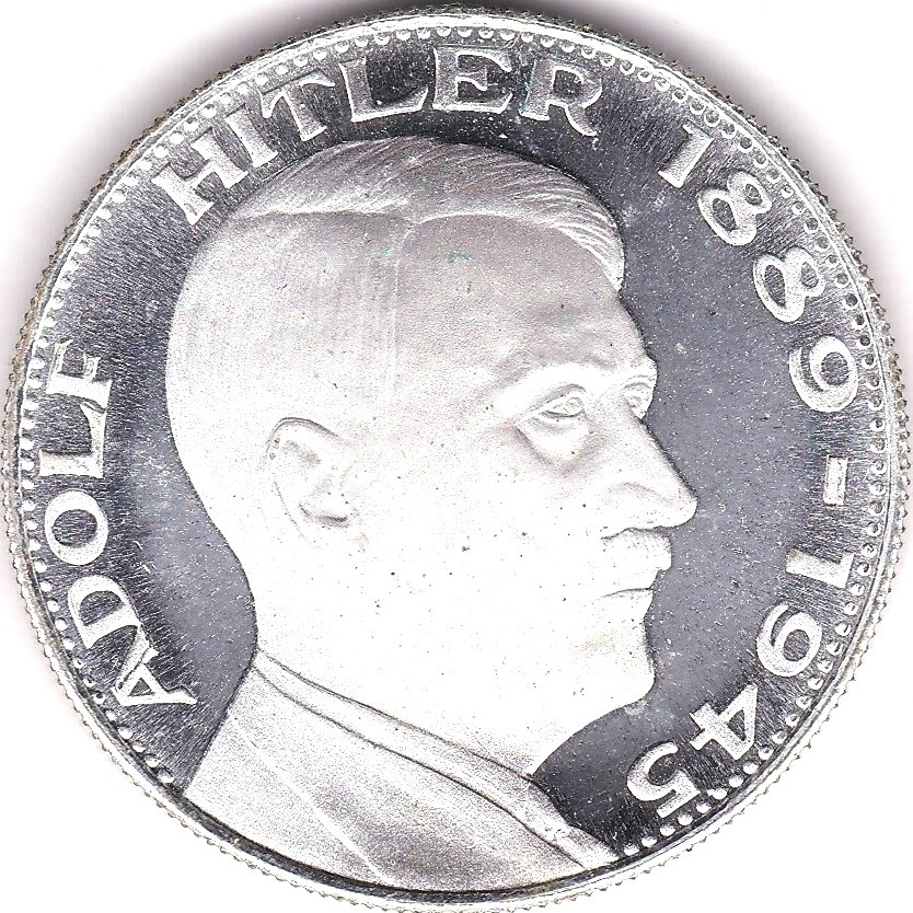 Germany Silver Medallion-proof obv Hitler 1889-1945, rev Ein Volk,Ein reich,Ein Fuhrer/Eagle and - Image 2 of 3