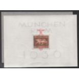Germany 1937 - "Brown Ribbon" m/s opt. in Red; 1 August 1937 Munchen-Riem, SGMS638, Mi Block 10