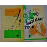 1948 Australian Tour Programme a wealth of information itinerary , notes on players etc. Clean