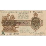 Treasury - £1 brown 1919 P22 356226 Fisher Fine T24