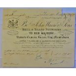 London 1859 John Warner & Sons engraved heading Bell & Brass Founders