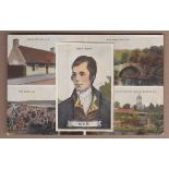 Scotland/ Robert Burns, AYR/ Robert Burns vintage multiview novelty pull out postcard.