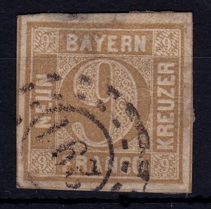 Germany (Bavaria) 1862/3 9k bistre-brown SG 29 fine used Cat £130 +