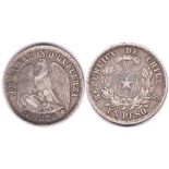 Chile 1870-Peso,(KM142.1)GVF+