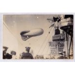 Naval - WWI 1917 RP "H.M.S. Repulse showing Captive Balloon, main mast and funnel" - fine and scarce