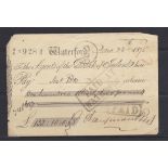 Bank of Ireland, Waterford, paid bearer CO 9.4.75, black on white