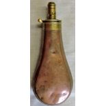 Copper and Brass Powder Flask, made by SYKES. In untouched condition with its spring still