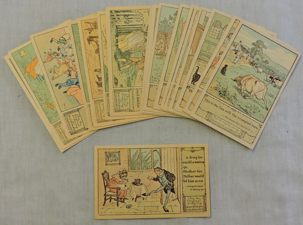 Caldelott(Randolph) Frog/children etc range of (20) postcards-published Warne + Co 1974