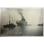 Shipping SS Aquitania RP'Sailing down the Clyde, Sunday 14th May 1914',nice card