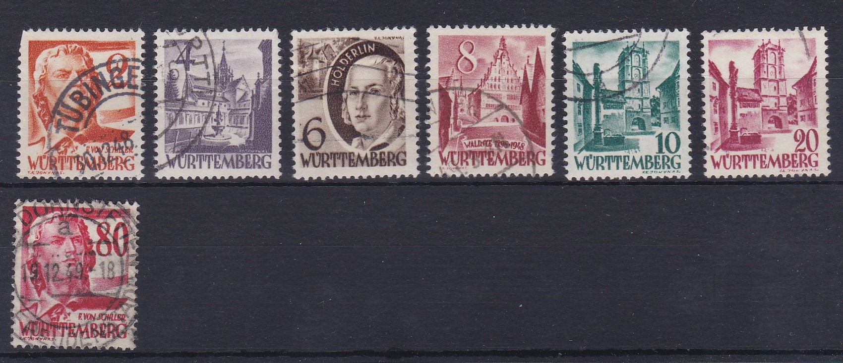 Germany Allied Occupation French Zone Wurttemberg 1948-9 selection Cat £69