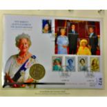2002-Queen Mother memorial First day Great Britain set, FDC and Ascension Island, 50 pence crown