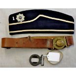1930's Boy's Brigade Side Cap and Belt with a Scouting belt buckle (missing its centre piece.