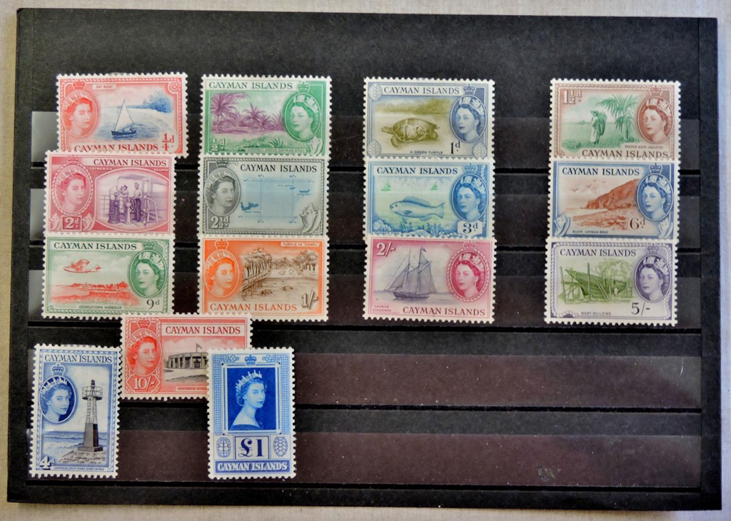 Cayman Islands-1953-62 set,1/4d to £1, (SG148/161a) l/m/mint(SG £110)