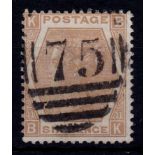 Great Britain 1872/73 6d pale buff, SG123, plate 11, used Numeral '75' Cat £125 +