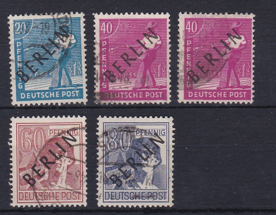 Germany Berlin 1948 Allied Occupation issues overprinted in black used selection Cat £63