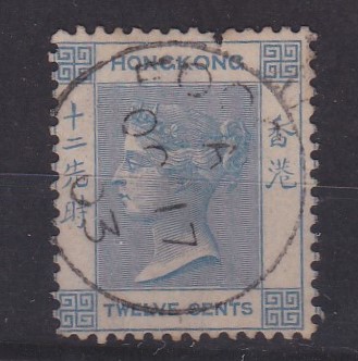 Hong Kong 1863-71 12 cents blue, very fine used cds "FOO", 1903 SG Z317 pulled upper perf but very