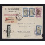 French Colonies Madagascar 1933 Commercial env airmail registered Cananarive to France, Par Avion