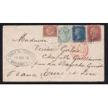 Great Britain used Abroad 1876 Env Mayaguez (Porto Rico) to France, scarce mixed Franking (1/3 1/