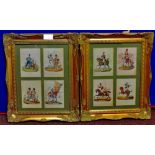 Napoleonic Period Uniforms (8) Prints in two frames including: Sixth E. Norfolk Inf, Rifleman, 1st