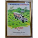 Framed Advertising Poster-for Harrison Line to East Africa, cargo liner service, in very good