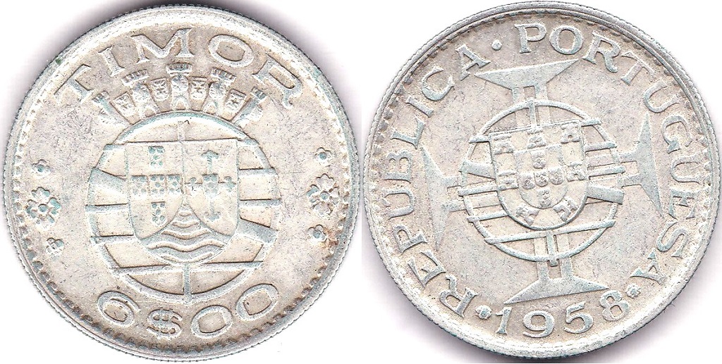 Timor 1958 6 Escudos, KM 15, AUNC