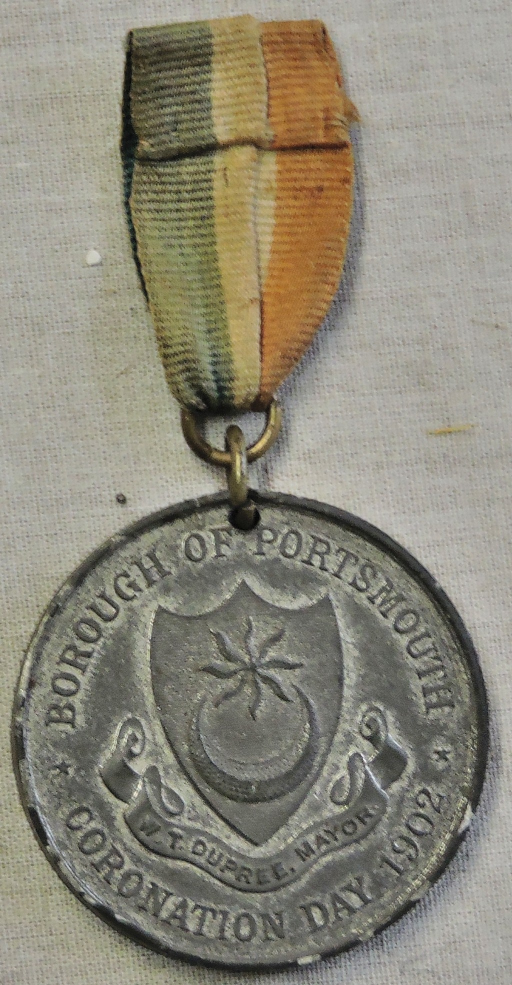 Edward VII Coronation Medal - Borough Of Portsmouth. Scarce with ribbon.