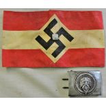 German Pattern Nazi Era Hitler Youth Leaders Arm Band and Belt Buckle.