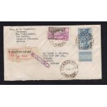 French Colonies 1934 env registered N'Gaoundere to USA a fine attractive cover.