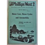 Phillips west 2 sale no. 22212A 1979 Auction Catalogue of Motor cars, Motor cycles and