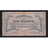 Faroe Islands 1940 1 Krone, fine, P9