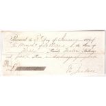 1829 Reciept to the Marchoness of Lothian - printed 'Sold by T. Cope/ 40 Cheap Side/ for the value