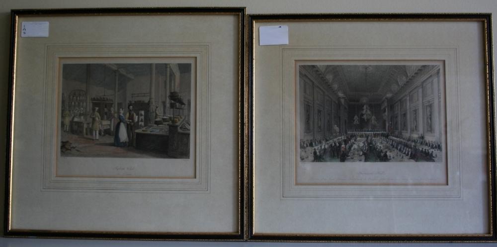 2 Coloured engravings 'The Reform Club' & 'Freemasons Hall' each 7"x5