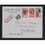 French Colonies Madagascar 1939 env Airmail Ampandranava to Germany, boxed 'BM' cancels.