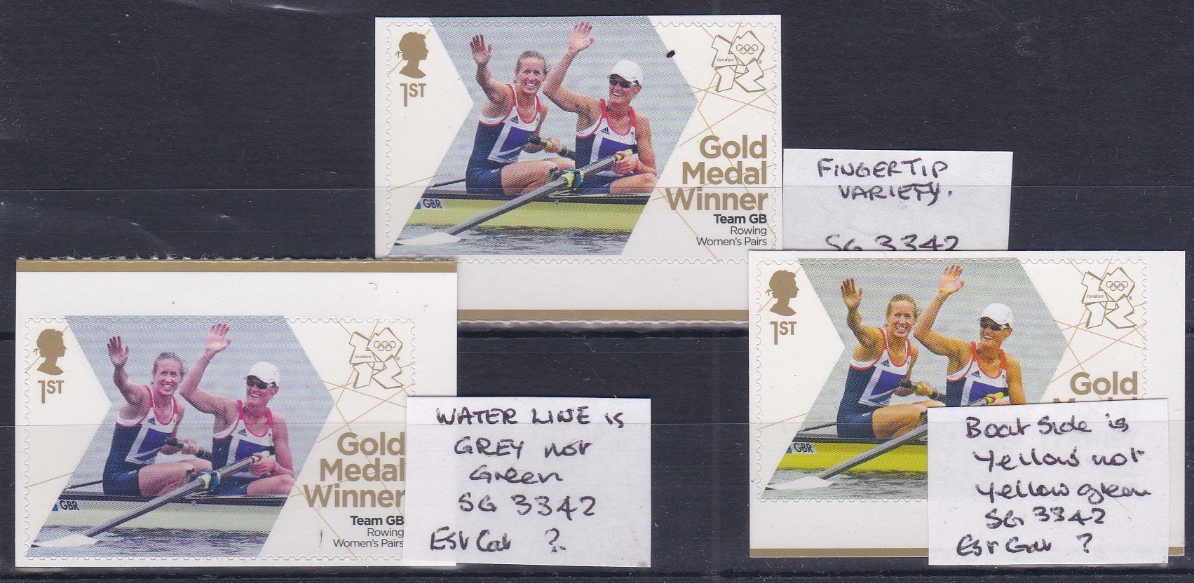 Great Britain Errors and Varieties 2012 Olympic Gold Medal Winners Rowing-Glover and Stanning -