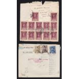 Iran 1915 2c and 1k (SG 420 and 425) fine used on past env; 1946 Air Mail env Abadan to England with