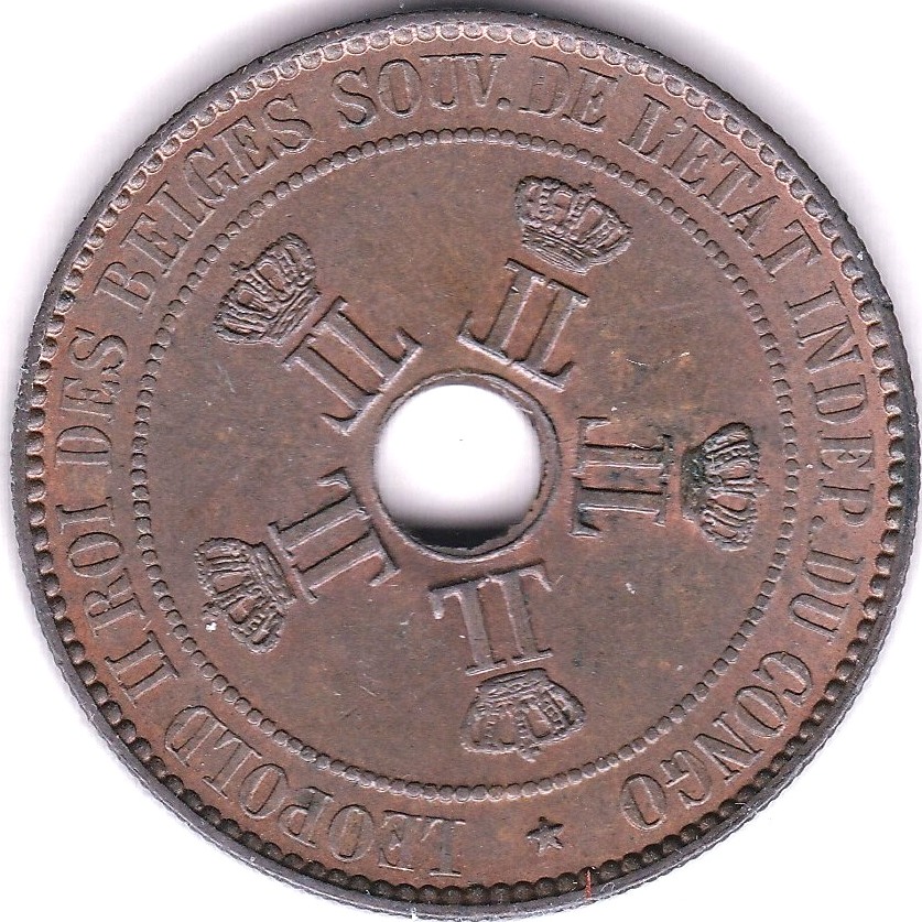 Belgian Congo 1888 10 Cents, KM 4, AUNC - Image 2 of 3