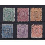 Italy 1879-1882-used definitive selection of (6) stamps including (SG37) (2) lira CAT value £412