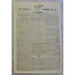 Newspaper-Weekly Dispatch-February 3rd 1822 interesting read, foreign and colonial intelligence.