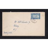 French Colonies St. Pierre et Miquelon 1935 env to New York, 1932 1fr, 50c adhesives (SG 156)