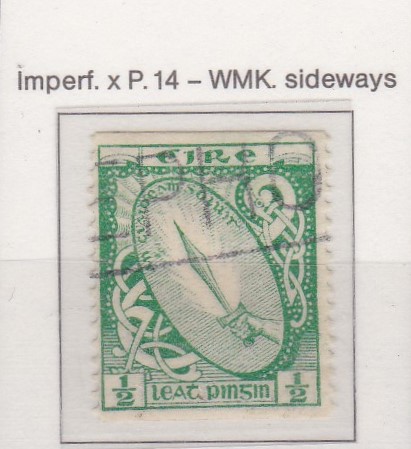 Ireland 1922-34 - 1/2d Coil Imperf 2017 (14) (SG71a) lightly used.