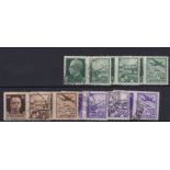 Italy 1942 War Propaganda selection of 8 used stamps with labels.