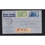 French Colonies Madagascar 1936 Airmail env registered Fianarantsoa to Paris - a very fine