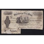 Great Britain 1879 - Stockton on Tees Bank £5, fine, scarce provincial banknote, Jonathon